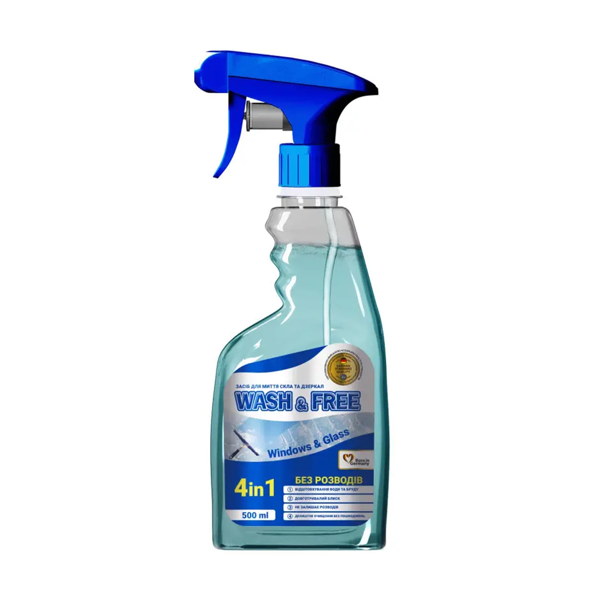 Засіб для миття скла і дзеркал Wash and Free, 500 мл